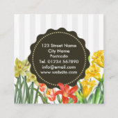 水彩オレンジイエロー春の花 スクエア名刺 (裏面)