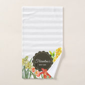 水彩オレンジイエロー春の花 バスタオルセット (ハンドタオル)