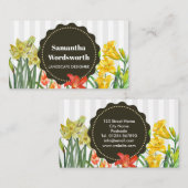 水彩オレンジイエロー春の花 名刺 (正面/裏面)