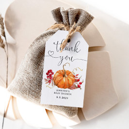 水彩オレンジカボチャ秋感謝していユーラベル ギフトタグ