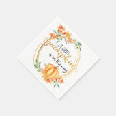 水彩オレンジカボチャ葉秋ベビーシャワー スタンダードカクテルナプキン (角)