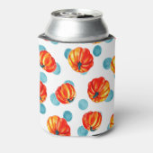 水彩オレンジカボンプキンズブルー水玉模様 缶クーラー (缶裏面)