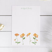 水彩オレンジケシ文房具パーソナライズされた具 ノートカード