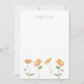 水彩オレンジケシ文房具パーソナライズされた具 ノートカード (正面)