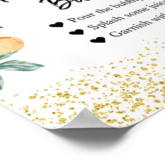 水彩オレンジサマーミモザバー標識 ポスター (角)