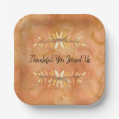 水彩オレンジサンクスギビングパーティー紅葉 ペーパープレート (正面)