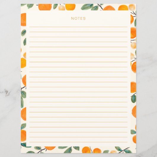 水彩オレンジシトラスブライダルシャワーレシピページ (裏面)