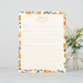 水彩オレンジシトラスブライダルシャワーレシピページ (スタンド正面)