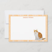 水彩オレンジストライプ猫パーソナライズされた ノートカード (正面)