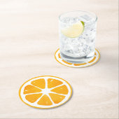 水彩オレンジスライス ラウンドペーパーコースター (インサイチュ)