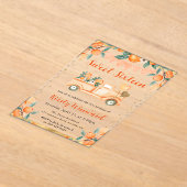 水彩オレンジトラックと花Sweet sixteen アクリル招待状 (レイダウン)