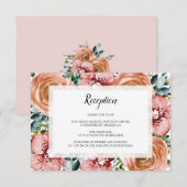 水彩オレンジバラ蘭ウェディングレセプション エンクロージャーカード (正面/裏面)