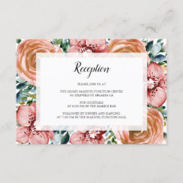 水彩オレンジバラ蘭ウェディングレセプション エンクロージャーカード