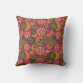 水彩オレンジピンクフルーツパターン クッション (裏面)