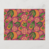 水彩オレンジピンクフルーツパターン ポストカード (裏面)