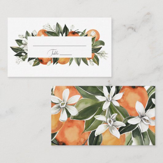 水彩オレンジフラムスプレイスカード プレイスカード (正面/裏面)