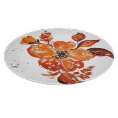 水彩オレンジフラワーコンパクト鏡 カッティングボード (角)