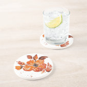 水彩オレンジフラワーコンパクト鏡 コースター (側面)