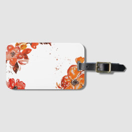 水彩オレンジフラワーコンパクト鏡 ラゲッジタグ