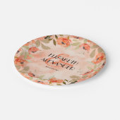 水彩オレンジフラワーズブライダルシャワー ペーパープレート (アングル)