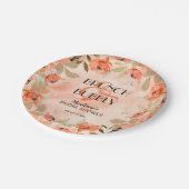 水彩オレンジフラワーズブライダルシャワー ペーパープレート (アングル)