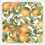 水彩オレンジフルーツとオレンジブロッサム スクエアシール (正面)
