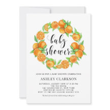 水彩オレンジフルーツリースサマーベビーシャワー