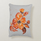 水彩オレンジフローラアクセント枕 アクセントクッション (裏面(縦))