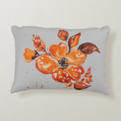 水彩オレンジフローラアクセント枕 アクセントクッション (裏面)