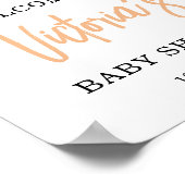 水彩オレンジフローラウェルカムベビーシャワー ポスター (角)