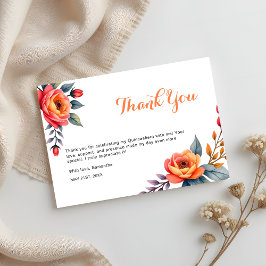 水彩オレンジフローラキンセアニェラ15誕生日 サンキューカード