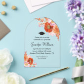 水彩オレンジフローラパーティー卒業アーチ アクリル招待状 (インサイチュ (ウェディング))