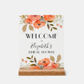 水彩オレンジフローラブライダルシャワーへようこそ アクリルサイン (正面)