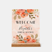 水彩オレンジフローラブライダルシャワーへようこそ アクリルサイン (正面)