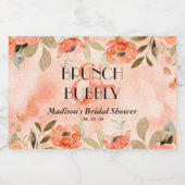 水彩オレンジフローラブライダルシャワーミニ スパークリングワインラベル (シングルラベル)