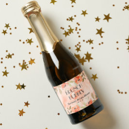 水彩オレンジフローラブライダルシャワーミニ スパークリングワインラベル