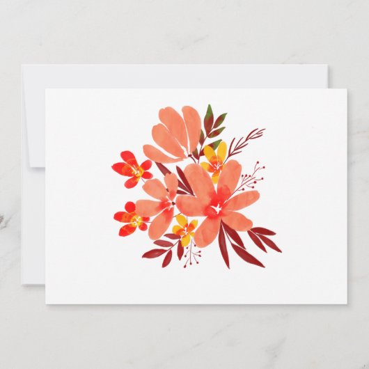 水彩オレンジフローラブライダルシャワー招待 招待状 (裏面)