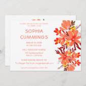 水彩オレンジフローラブライダルシャワー招待 招待状 (正面/裏面)