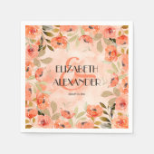 水彩オレンジフローラブライダルシャワー スタンダードカクテルナプキン (正面)