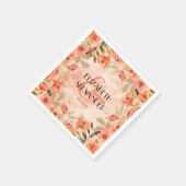 水彩オレンジフローラブライダルシャワー スタンダードカクテルナプキン (角)