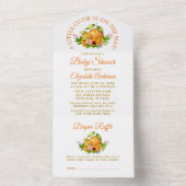 水彩オレンジフローラリトルかわいこちゃんシャワー オールインワン招待状 (内側)