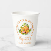 水彩オレンジフローラリトルかわいこちゃんベビーシャワー 紙コップ (正面)