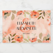 水彩オレンジフローラ結婚ズミニ スパークリングワインラベル (シングルラベル)