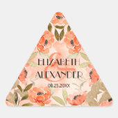 水彩オレンジフローラ結婚ズ 三角形シール (正面)