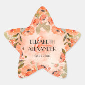 水彩オレンジフローラ結婚ズ 星シール (正面)
