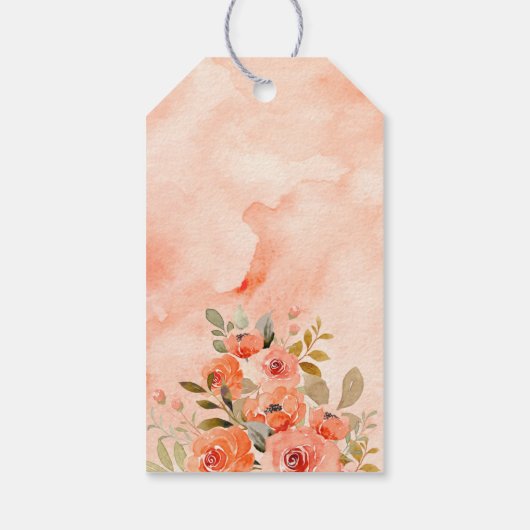 水彩オレンジフローラ結婚式の引き出物 ギフトタグ (裏面)