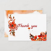 水彩オレンジフローラ サンキューカード (正面/裏面)
