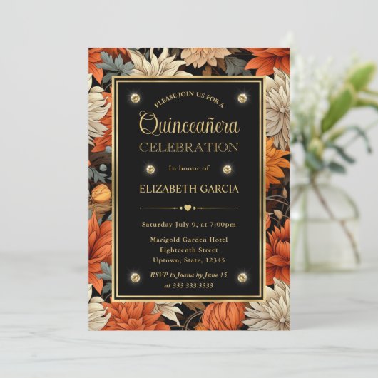 水彩オレンジブラウン紅葉キンセアニェラ 招待状 (スタンド正面)