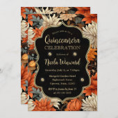 水彩オレンジブラウン紅葉キンセアニェラ 招待状 (正面/裏面)