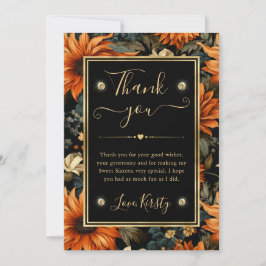 水彩オレンジブラウン紅葉スイーツ16 サンキューカード